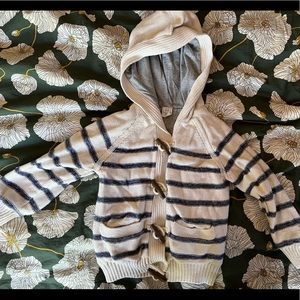 Baby Gap size 3 EEUC nautical cardigan with hood. Cream with blue stripe